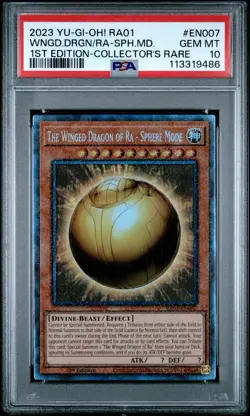 2023 PSA 10 YUGIOH RA01 COLLECTORS RARE WINGED DRAGON OF RA SPHERE MODE 💫 - Image 1