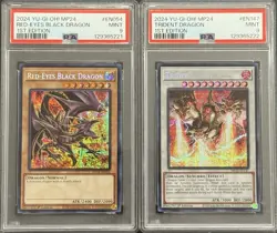 2024 PSA 9 YUGIOH MP24 SECRET RARE RED EYES & TRIDENT DRAGON SET 🔥 - Image 1