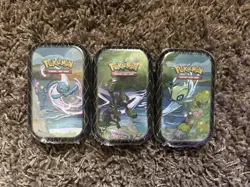 3 Pokemon Shining Fates Reshiram Metal Tins with Cards Coins Mini Packs - Image 1