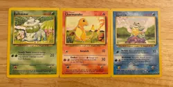 Pokemon Base Unlimited Cards: Starters Lot Bulbasaur/Charmander/Squirtle (052)* - Image 1