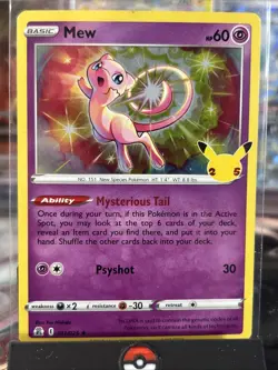 Pokemon Card Mew 011/025 Celebrations Holo Rare 25th anniversary NM+ - Image 1