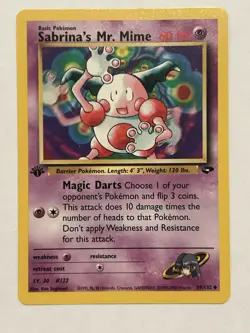 Pokemon TCG Sabrina's Mr. Mime Gym Challenge Card 1st Edition 59/132 - Image 1