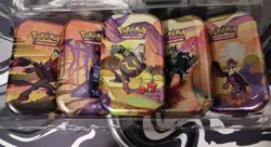 Pokemon Shrouded Fable Mini Tins Complete Set (Tins, Stickers And Art Card Only) - Image 1