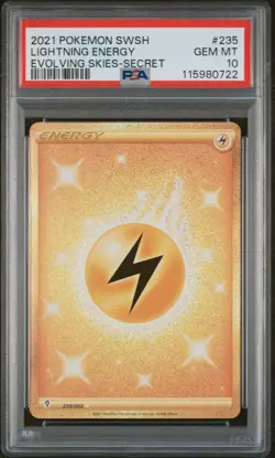Pokemon SWSH Evolving Skies Lightning Energy Gold Secret 235/203 PSA 10 - Image 1