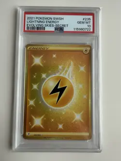 Pokemon SWSH Evolving Skies Lightning Energy Gold Secret 235/203 PSA 10 - Image 4