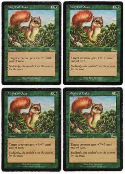 Might of Oaks x4 4x 1999 Urza's Legacy PLAYSET Green Rare Instant MTG HP AZ2 - Image 1