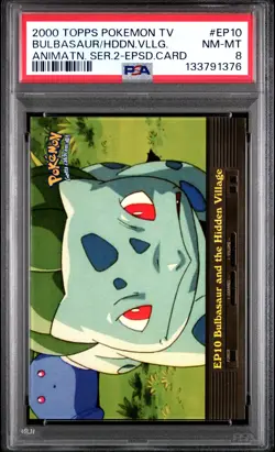 2000 TOPPS POKEMON TV ANIMATION SERIES BULBASAUR AND THE HIDDEN VILLAGE PSA 8 - Image 1