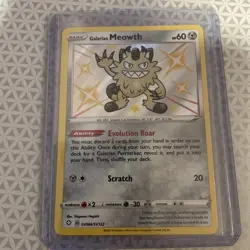 Pokemon Galarian Meowth TCG Shiny Holo Rare Card SV086/SV122 Shining Fates - Image 1