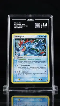 2005 POKEMON EX UNSEEN FORCES #4 FERALIGATR HOLO TAG 8.5 - Image 1