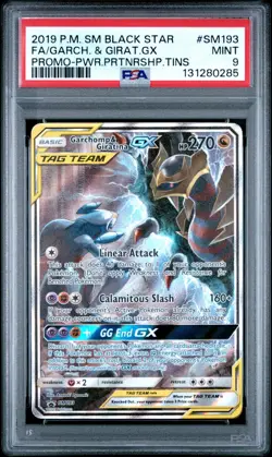 Pokemon TCG Garchomp & Giratina GX SM193 Sun & Moon Promo Card PSA 9 - Image 1
