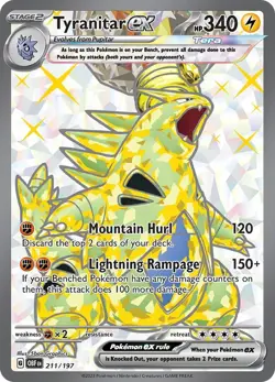 Tyranitar ex 211/197 Obsidian Flames Full Art Ultra Rare Pokemon TCG Card NM - Image 1