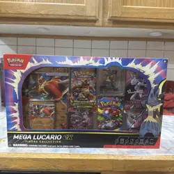 POKEMON TCG MEGA EVOLUTION MEGA LUCARIO EX FIGURE COLLECTION SEALED BOX - Image 1