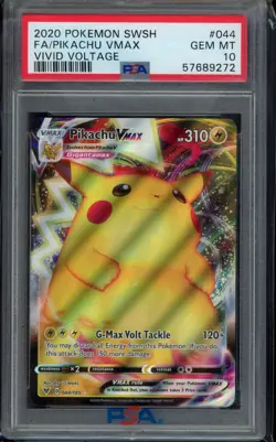PSA 10 Pikachu VMAX 044/185 Swsh04: Vivid Voltage Holo Pokemon - Image 1