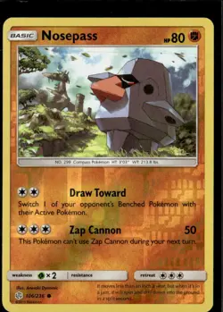Pokemon Nosepass 106/236 Cosmic Eclipse Reverse Holo Common - Image 1