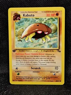 Kabuto 1st Edition Fossil Set Pokemon WOTC TCG Common Card #50/62 LP - Image 1