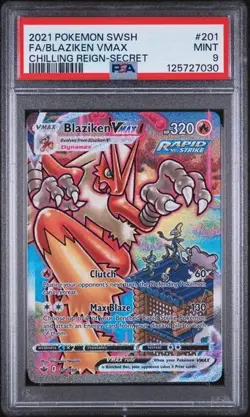 2021 POKEMON SWORD & SHIELD CHILLING REIGN SECRET FULL ART/BLAZIKEN VMAX PSA 9 - Image 1