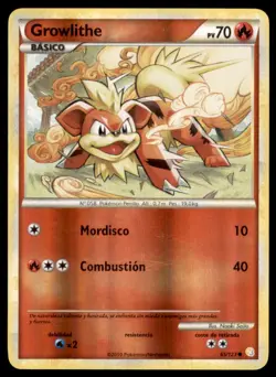 2010 HeartGold & SoulSilver Growlithe Premium Spanish #65 Basic/Reverse Holo - Image 1