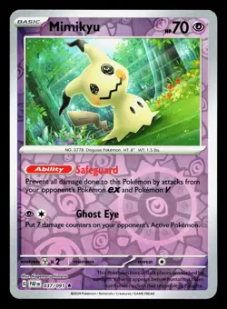 Mimikyu 037/091 Paldean Fates NM Reverse Holo Pokemon Card TCG - Image 1