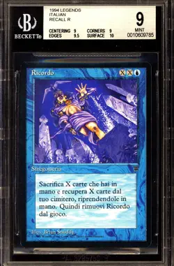 Magic MTG Italian Legends Recall BGS 9 (9, 9, 9.5, 10) NEAR MINT NM - Image 1