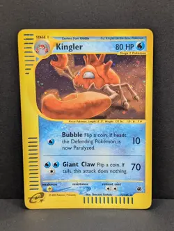 Kingler 015/165 Expedition Base Set Holo Rare Pokemon TCG Nintendo e-reader LP - Image 1