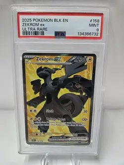 2025 POKEMON BLK EN-BLACK BOLT ULTRA RARE #158 ZEKROM EX PSA 9 - Image 1