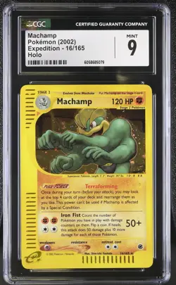 CGC 9 MINT Machamp 2002 Expedition 16/165 Holo Pokemon Card - Image 1