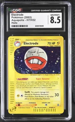 CGC 8.5 Electrode 2003 Aquapolis H7/H32 Holo SWIRL Pokemon Card - Image 1