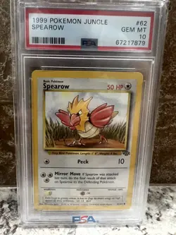 1999 POKEMON JUNGLE #62 SPEAROW PSA 10 - Image 3