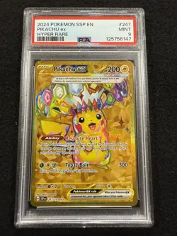 Pokemon Pikachu ex Gold Hyper Rare 247/191 from Surging Sparks in a PSA 9 !! - Image 1