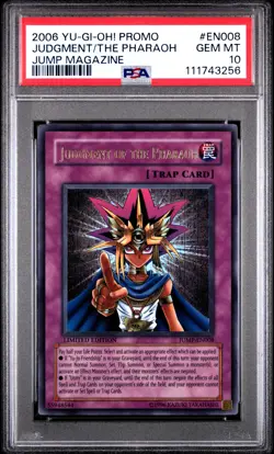 2006 YU-GI-OH! PROMO JUMP MAGAZINE #EN008 JUDGMENT OF THE PHARAOH PSA 10 - Image 1