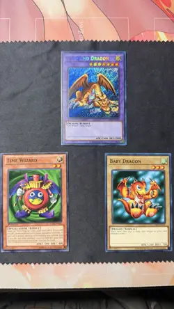 Yugioh Lot Of 3: Baby Dragon, Time Wizard, & Thousand Dragon - Image 1