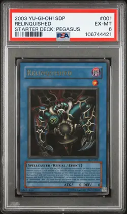 2003 YU-GI-OH! STARTER DECK: PEGASUS #001 RELINQUISHED PSA 6 - Image 1