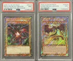 2025 PSA 9 YUGIOH RA04 PLATINUM SECRET RARE RED EYES & SLIFER SET 💫 - Image 1