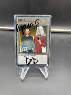 Signed Pegasus Voice Actor Token w/Character Darren Dunstan Yugioh Very Rare! - Image 1