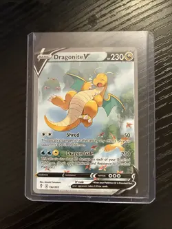 Pokemon TCG Dragonite v Full Art Holo Ultra Rare Card Pokemon Go 076/078 PSA 8 - Image 1