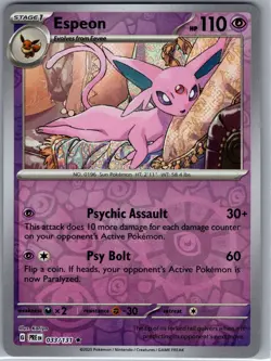 Espeon 033/131 Reverse Holo SV: Prismatic Evolutions - Pokemon Card - NM - Image 1