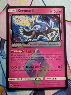 Xerneas Prism Star 144/214 Prism Rare SM - Lost Thunder Pokemon Card NM - Image 1