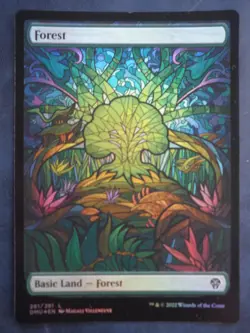 mtg magic forest foret 281 FOIL ENGLISH dominaria united stained glass - Image 2