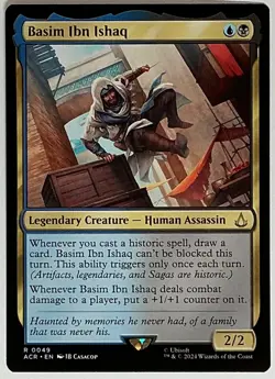 MTG Basim Ibn Ishaq Assassin's Creed ACR Rare Legendary Creature Assassin #49 - Image 1