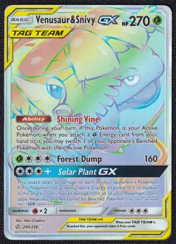 Pokemon Venusaur & Snivy GX 249/236 Rainbow Rare Cosmic Eclipse - Image 1