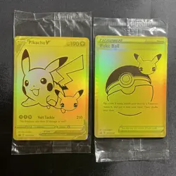 Pokemon Celebrations Pikachu V & Pokeball Gold Promos SWSH145&SWSH146 SEALED NM - Image 1