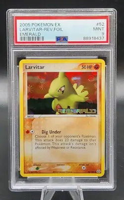PSA 9 Mint Pokemon Larvitar EX Emerald Reverse Rev Holo Foil #52 - Image 1