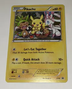 2016 Pokemon TCG Pikachu w/ Sylveon XY95 Black Star Promo Holo! NM Cond. - Image 1