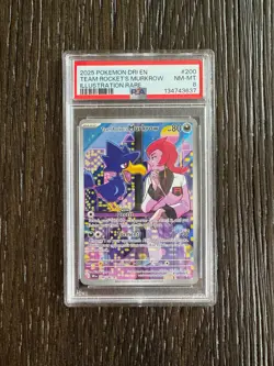 2025 POKEMON DRI EN-DESTINED RIVALS #200 TEAM ROCKET'S MURKROW PSA 8 - Image 1