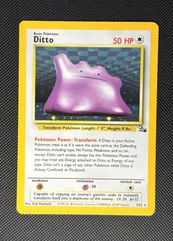Ditto 3/62 Holo Rare - 1999 Pokemon WOTC Fossil - Unlimited Holo Rare Near Mint! - Image 1
