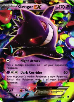 Pokemon TCG Gengar EX Ultra Rare XY Phantom Forces 34/119 DMG - Image 1