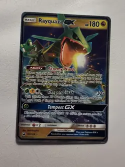 ULTRA RARE Rayquaza GX Pokemon 109/168 Sun & Moon Celestial Storm Holo Foil MINT - Image 1