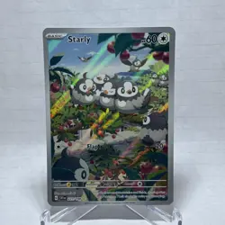 Pokemon TCG Starly Scarlet & Violet Base Set Holo Illustration Rare Card 221/198 - Image 1