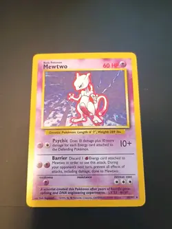 POKEMON TCG MEWTWO HOLOGRAPHIC #10/102 RARE CARD UNGRADED EXCELLENT WOTC 1999 - Image 1