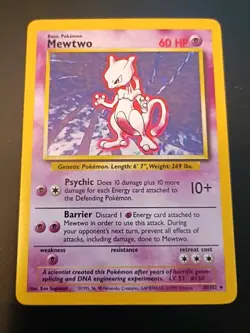 POKEMON TCG MEWTWO HOLOGRAPHIC #10/102 RARE CARD UNGRADED EXCELLENT WOTC 1999 - Image 2